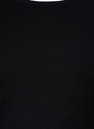 Enfärgad klänning med 3/4-ärmar och slits, Black, Packshot image number 2