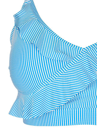 Randig bikiniöverdel med volang, BlueWhite Stripe AOP, Packshot image number 2