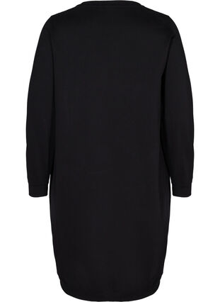 Sweatshirtklänning med långa ärmar, Black, Packshot image number 1