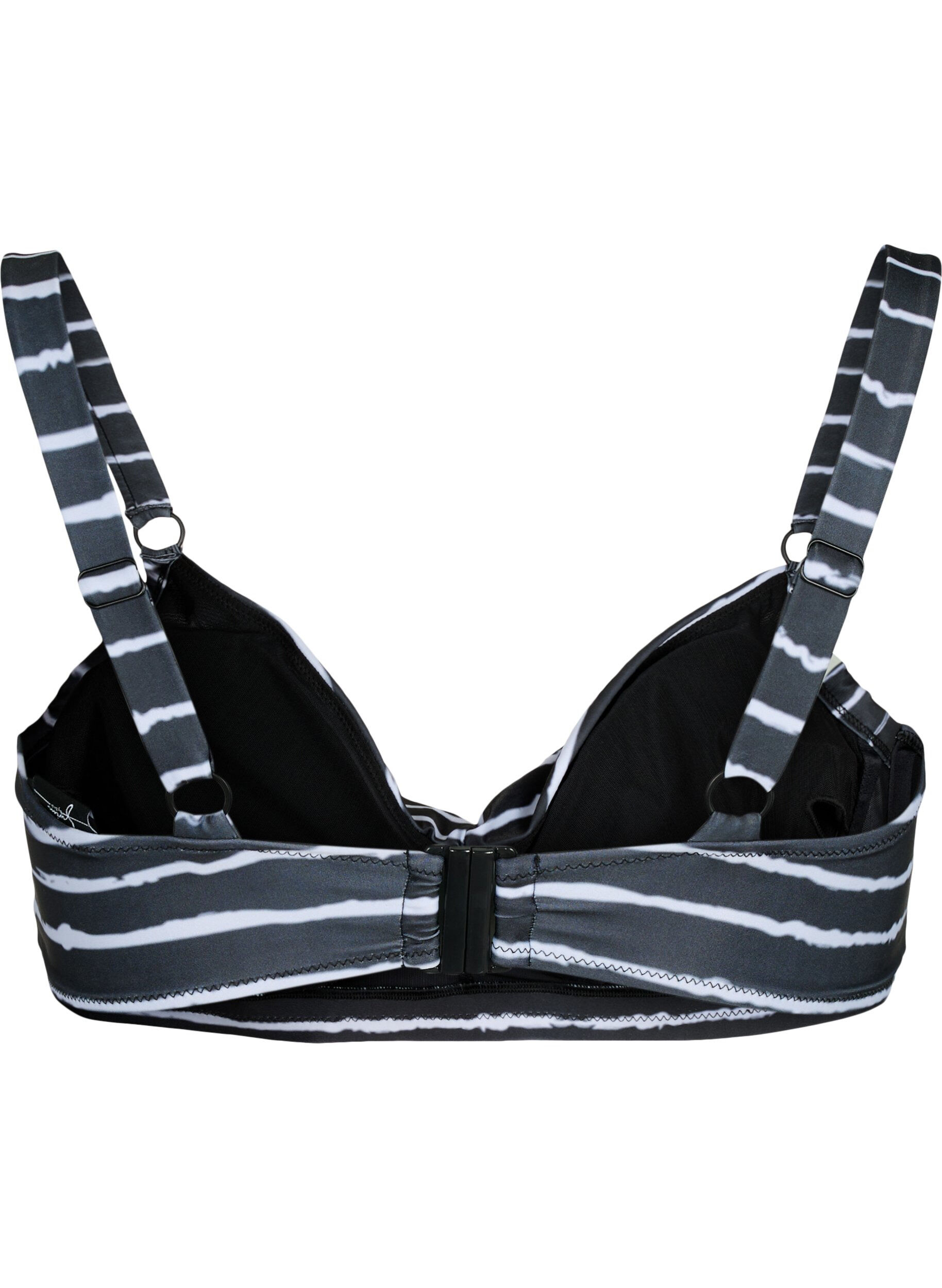 Zizzi Bikinibeh&aring; med tryck och bygel, Black White Stripe, Packshot image number 1