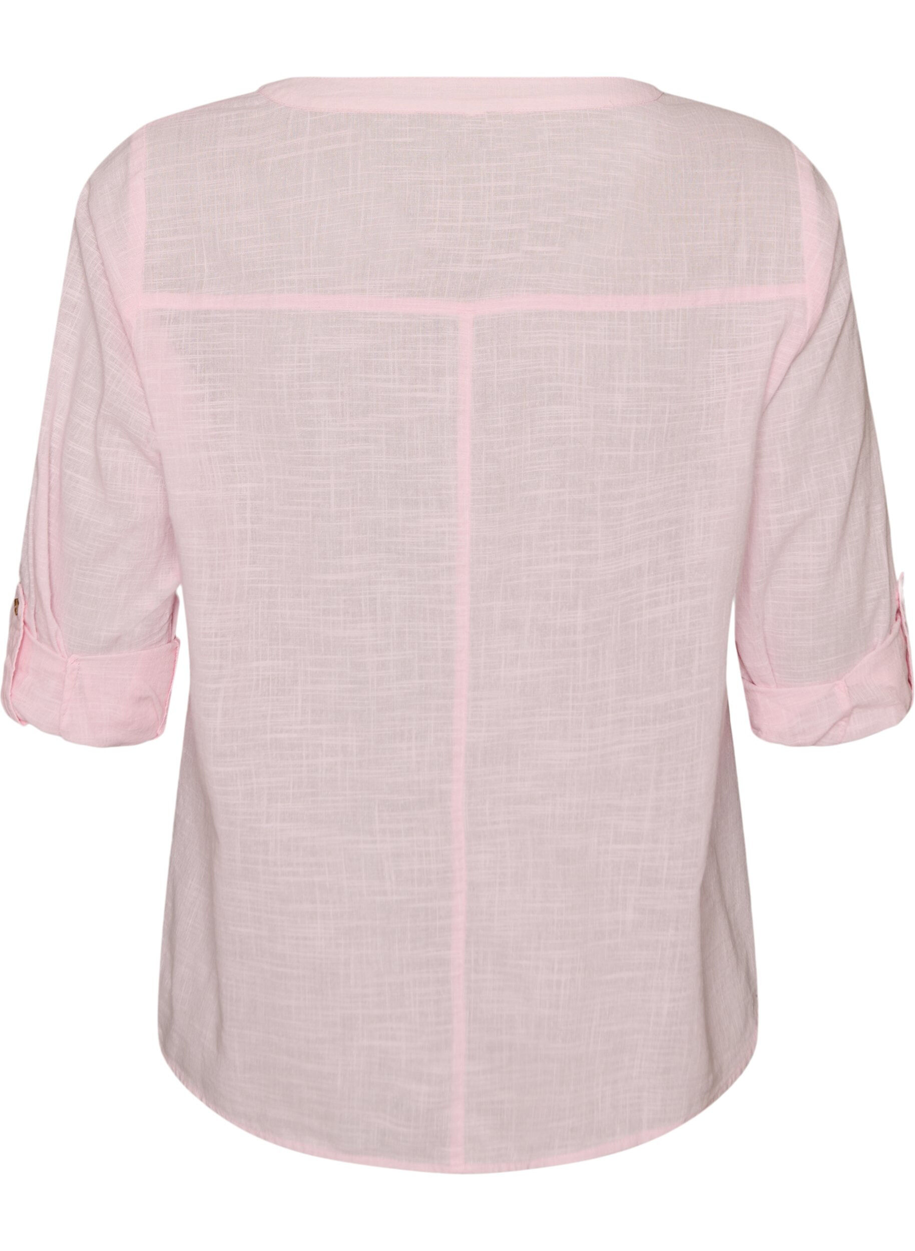 ZizziBomullsblus med v-ringning, Rosa, Packshot image number 1