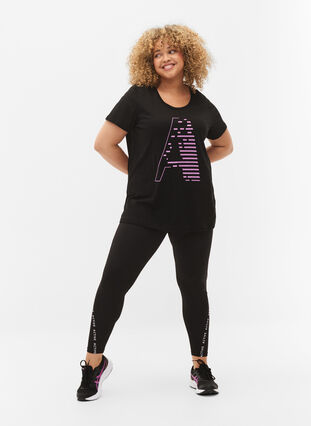 Sport t-shirt med tryck, Black w. Purple A, Model image number 2