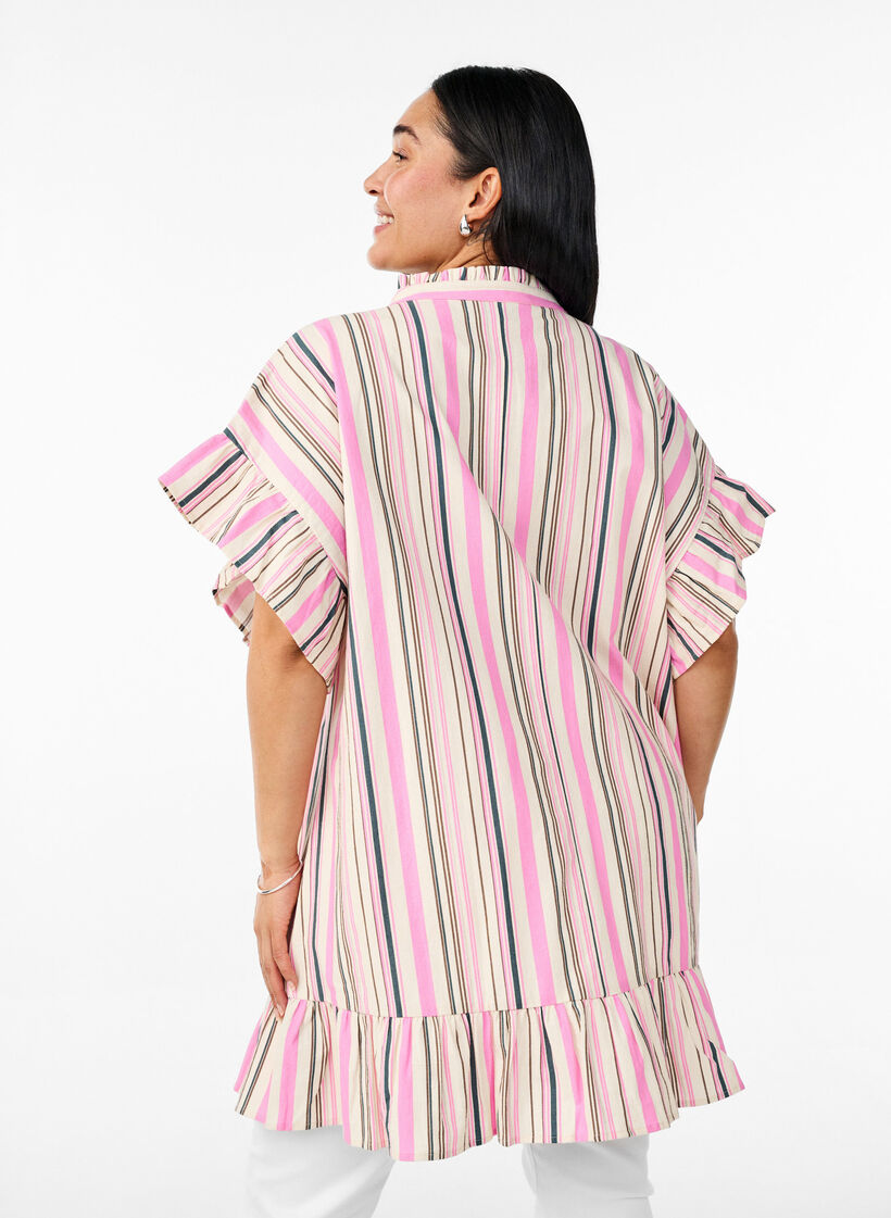 Tunika med v-ringning och volangdetaljer, Vanilla, Model image number 2