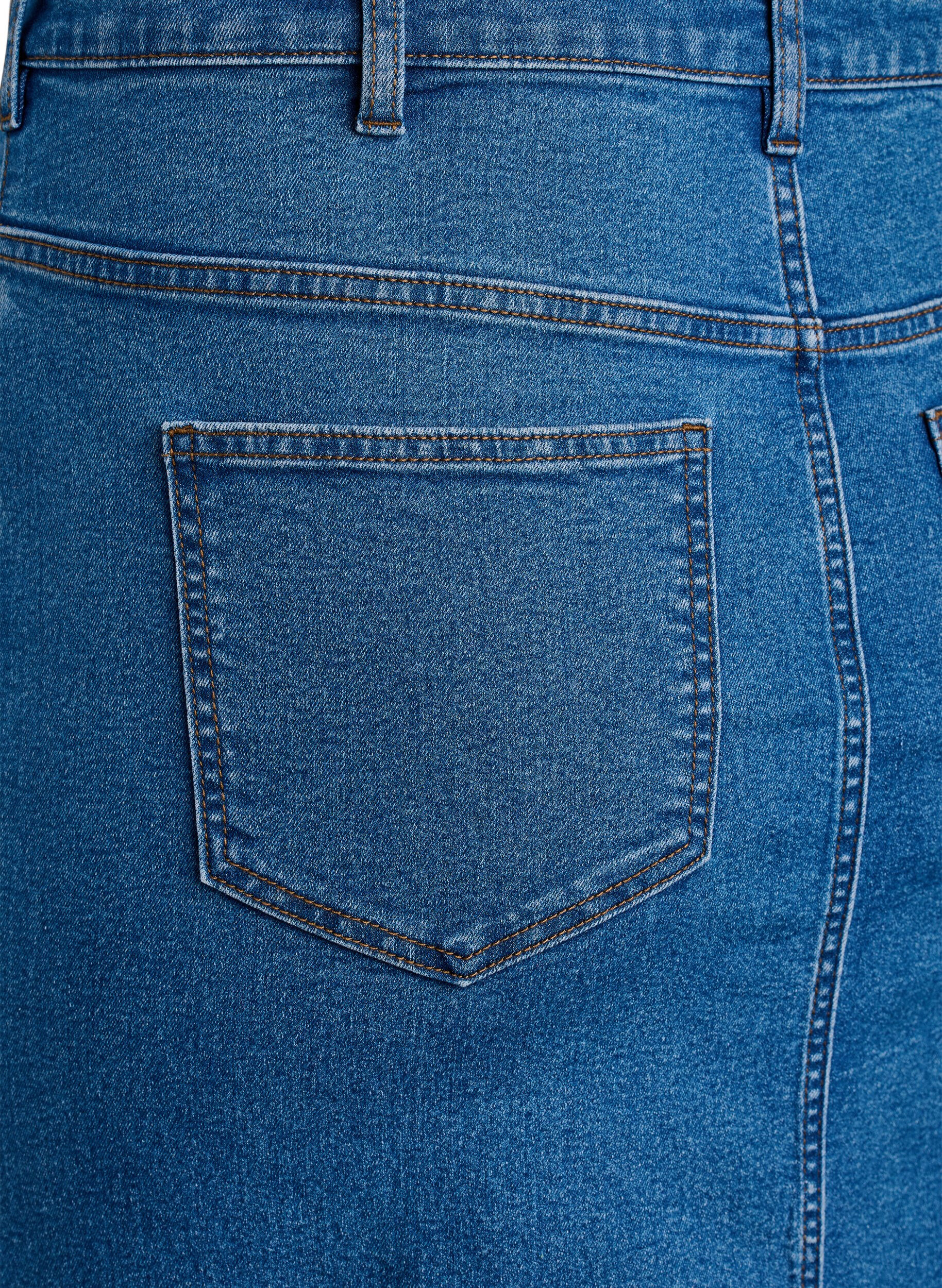 Zizzi FLASH - Midil&aring;ng denimkjol med en slits framtill, Bl&aring;, Packshot image number 4