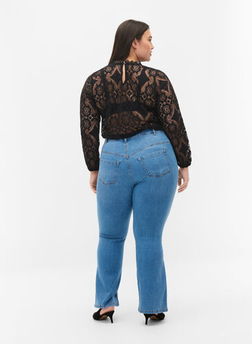 Ellen bootcut jeans med hög midja, Light blue, Model image number 1