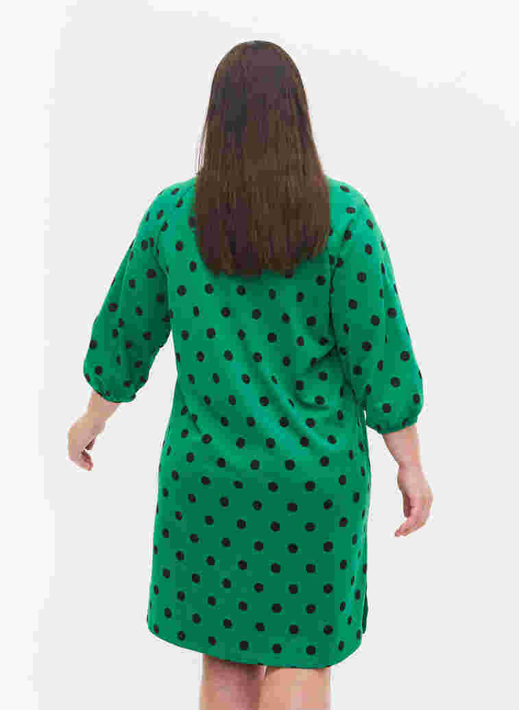 Prickig klänning med 3/4-ärmar, Jolly Green Dot, Model image number 1