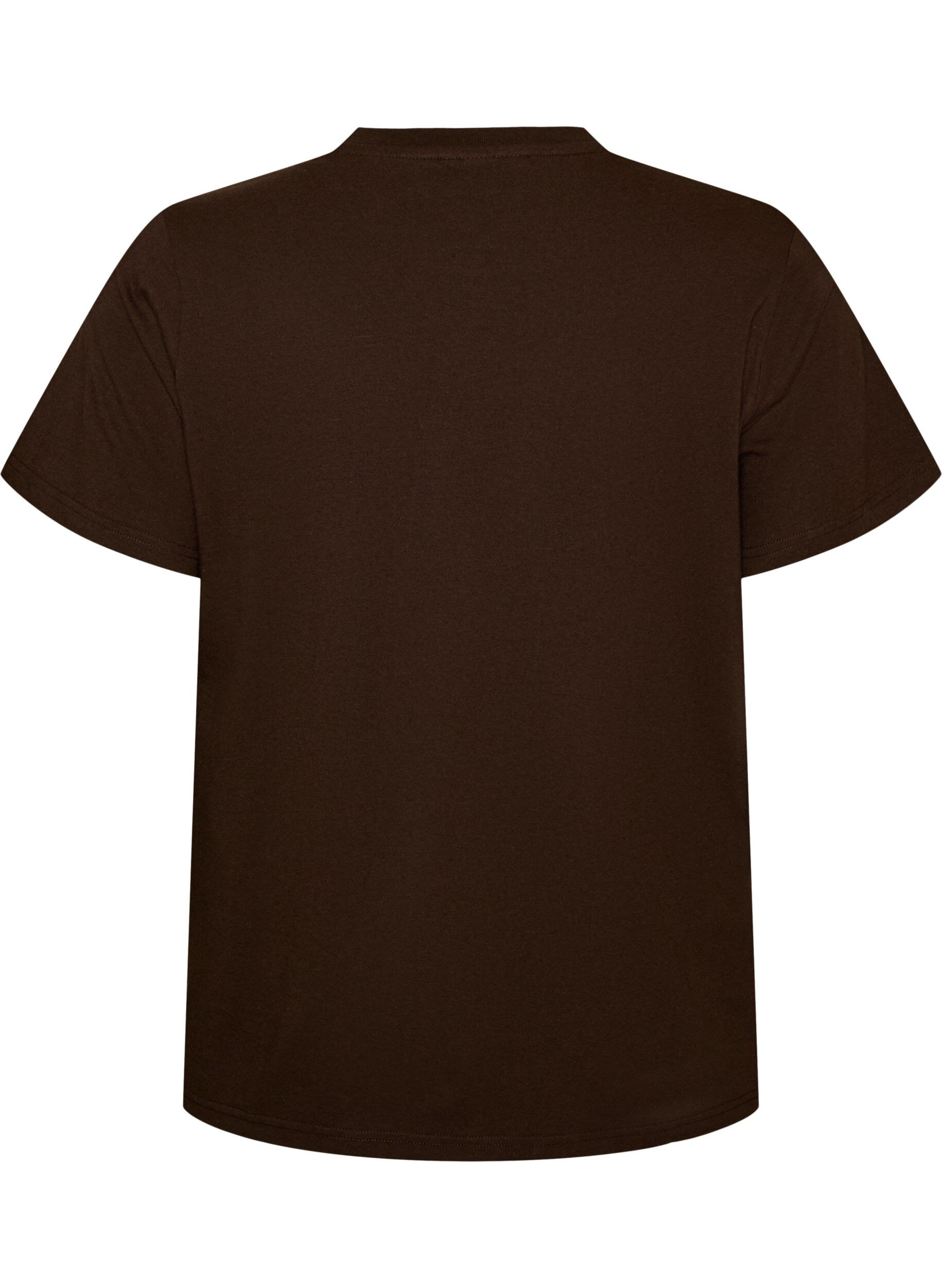 ZizziT-shirt i ekologisk bomull med tryck framtill, Brun, Packshot image number 1