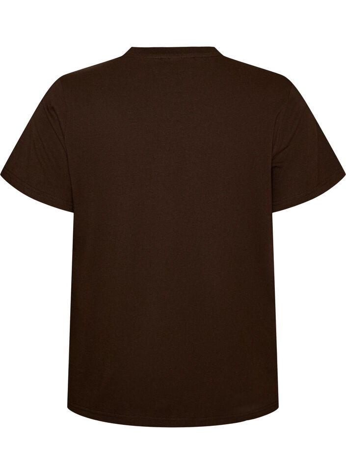 T-shirt i ekologisk bomull med tryck framtill, Brun, Packshot image number 1
