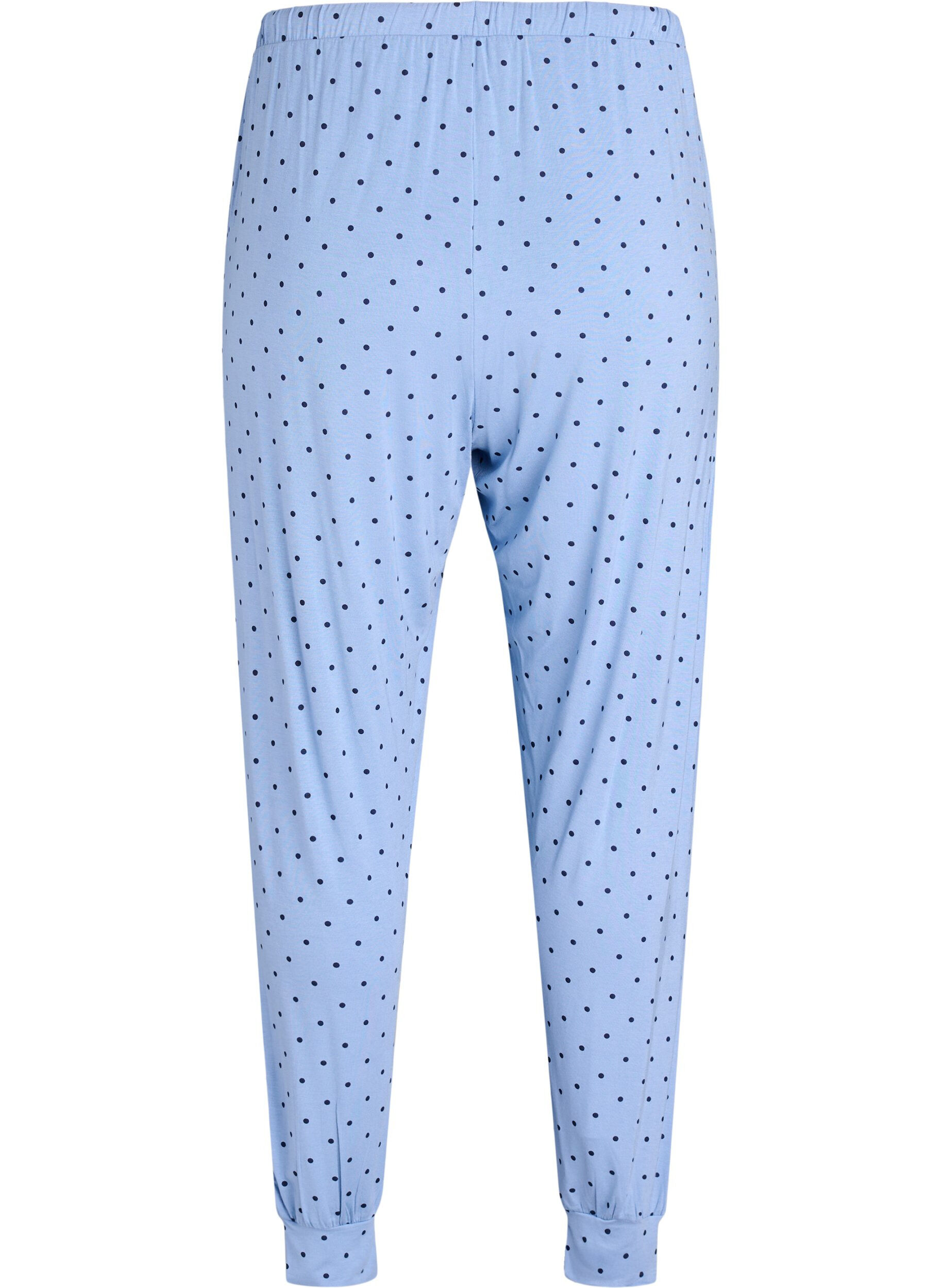 ZizziNattbyxor i modal med h&ouml;g midja, Bl&aring;, Packshot image number 1
