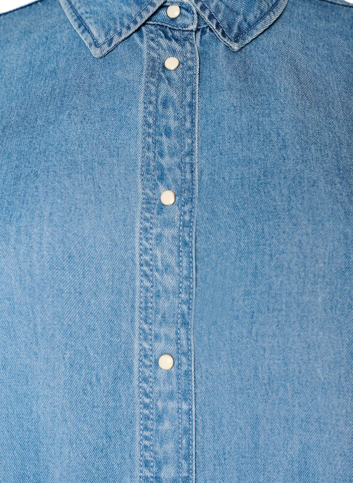 Jeanskl&auml;nning i lyocell med knappar och korta &auml;rmar, Bl&aring;, Packshot image number 2