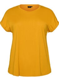 Kort&auml;rmad t-shirt i bomullsmix, Gul