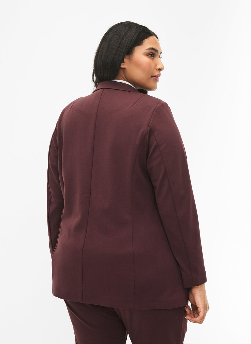 Enkel blazer med knapp, Mörk Bordeaux, Model image number 1