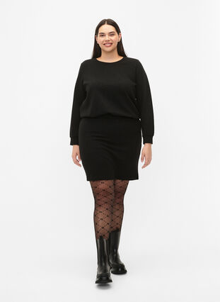 Kort kjol med textur, Black, Model image number 3