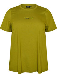 T-shirt i bomull med textm&auml;rke, Gr&ouml;n