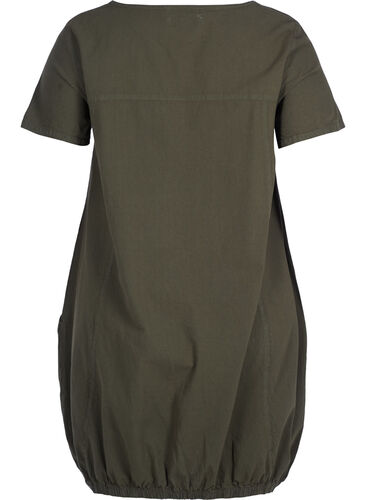 Kortärmad klänning i bomull, Ivy Green, Packshot image number 1