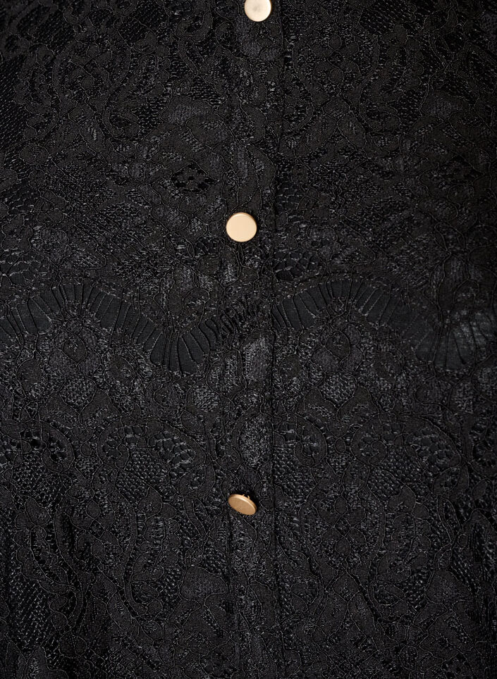 Blus i spets med dekorativa knappar, Svart, Packshot image number 2