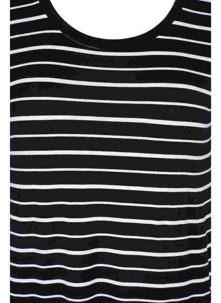 Randig midiklänning med korta ärmar, Black w. Stripe, Packshot image number 2