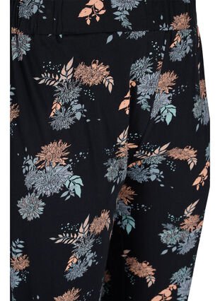 Pyjamasbyxor med blommigt mönster i bomull, Black Flower AOP, Packshot image number 2