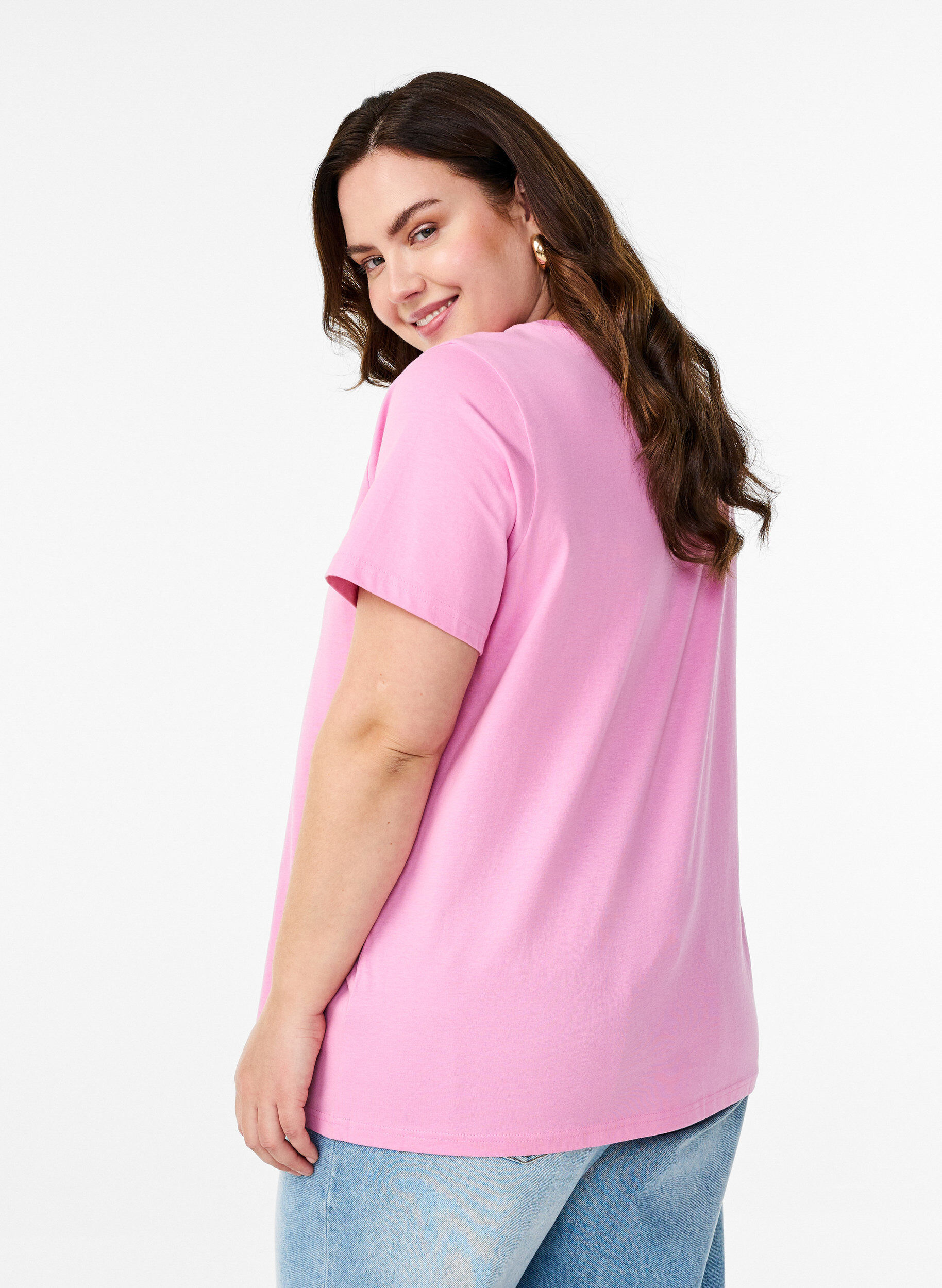 Zizzi T-shirt i bomull med motiv, Begonia P. w. Heart, Model image number 1