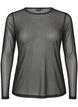 Blus i skir mesh med strass, Svart, Packshot image number 0