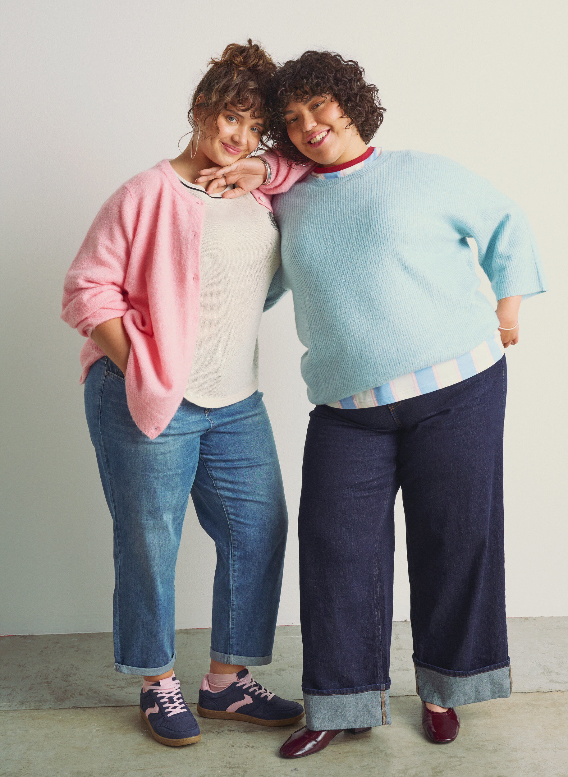 Zizzi L&ouml;st stickat med 3/4-&auml;rmar, Bl&aring;, Image image number 0