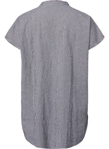 Randig skjorta i bomull med korta ärmar, Black Stripe, Packshot image number 1