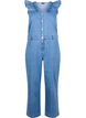 Byxdress i denim med volanger, Light Blue Denim, Packshot image number 0
