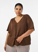 Blus med struktur och knyt i midjan, Brun, Model image number 0