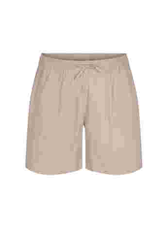 Lösa shorts i bomullsblandning med linne