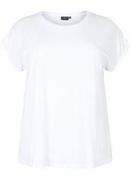 Kort&auml;rmad t-shirt i bomullsmix, Vit