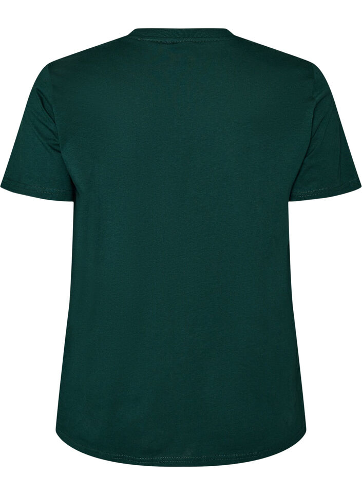 Enkel t-shirt i bomull med rund halsringning, Gr&ouml;n, Packshot image number 1
