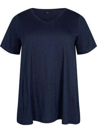 A-linjeskuren t-shirt med korta ärmar, Navy Blazer, Packshot image number 0