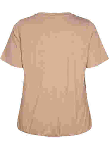Melerad t-shirt med resårkant, Natural Mél, Packshot image number 1