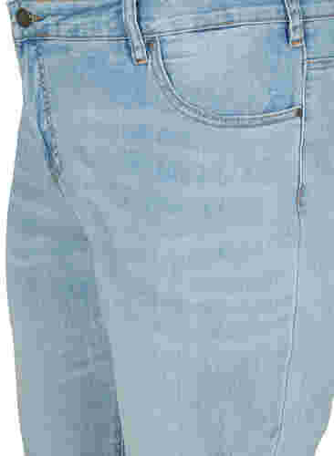 Croppade jeans med uppvikta ben och hög midja, Light blue denim, Packshot image number 2