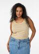 Randigt linne med ribbstruktur, Gul, Model image number 0