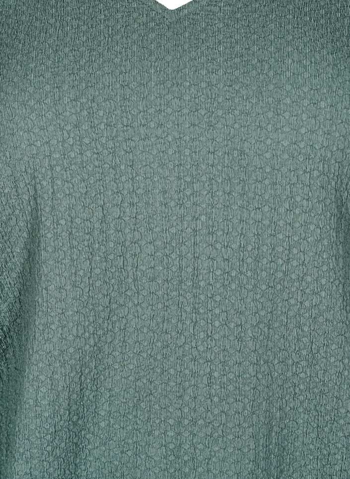 FLASH - Blus med textur och långa ärmar, Balsam Green, Packshot image number 2