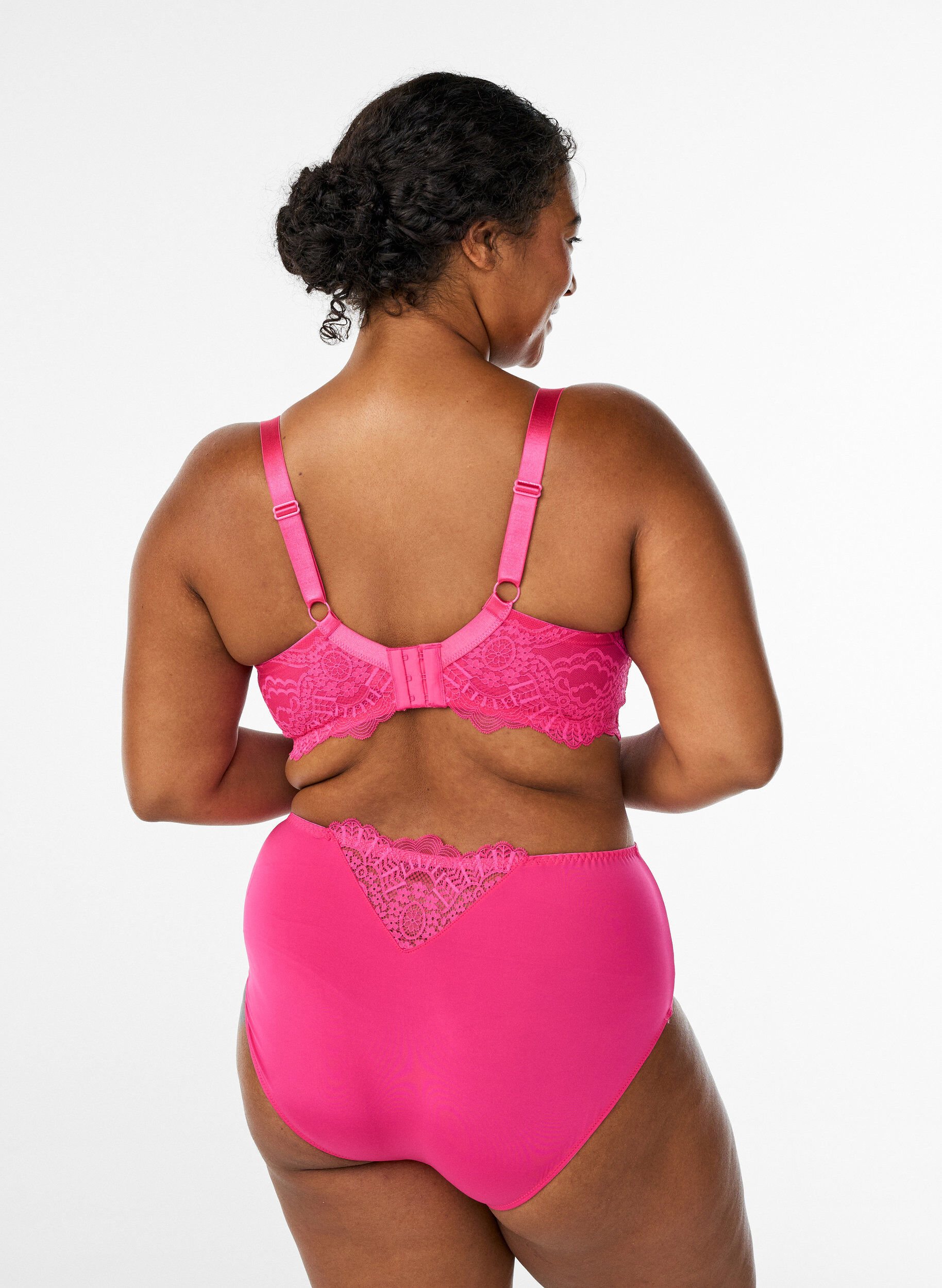 Zizzi Trosor i mikrofiber med spetsdetaljer, Rosa, Model image number 1