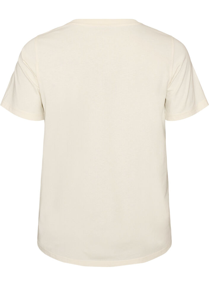 T-shirt i bomull med tryck, Vanilla, Packshot image number 1