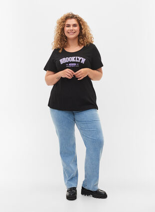 T-shirt i bomull med tryck, Black Brooklyn, Model image number 2