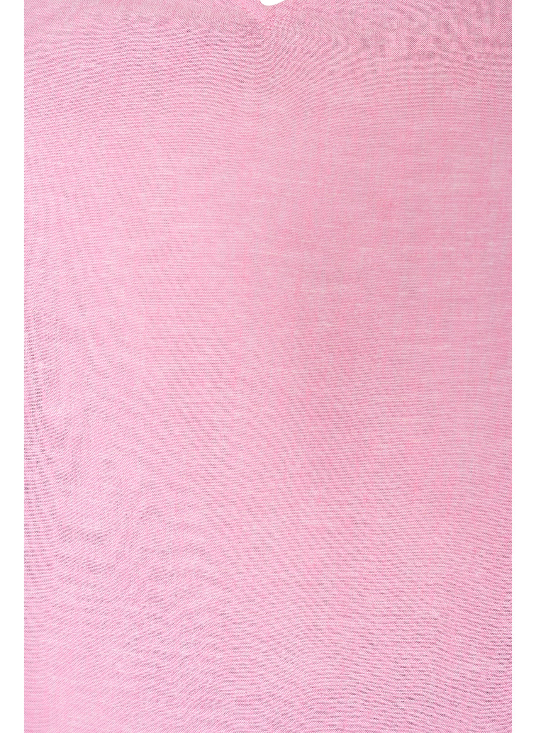 ZizziBlus i viskos och linne med volang&auml;rmar, Rosa, Packshot image number 2