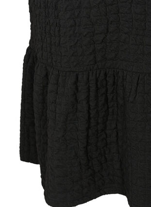 Kortärmad klänning med struktur och a-form, Black, Packshot image number 3