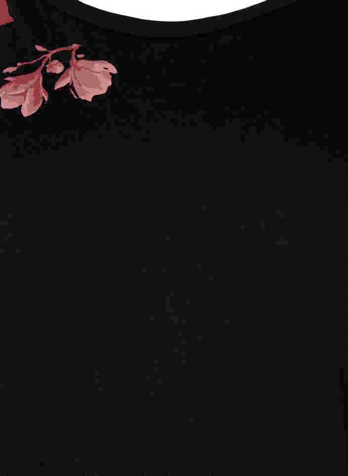Nattlinne i bomull med blommönster, Black, Packshot image number 2
