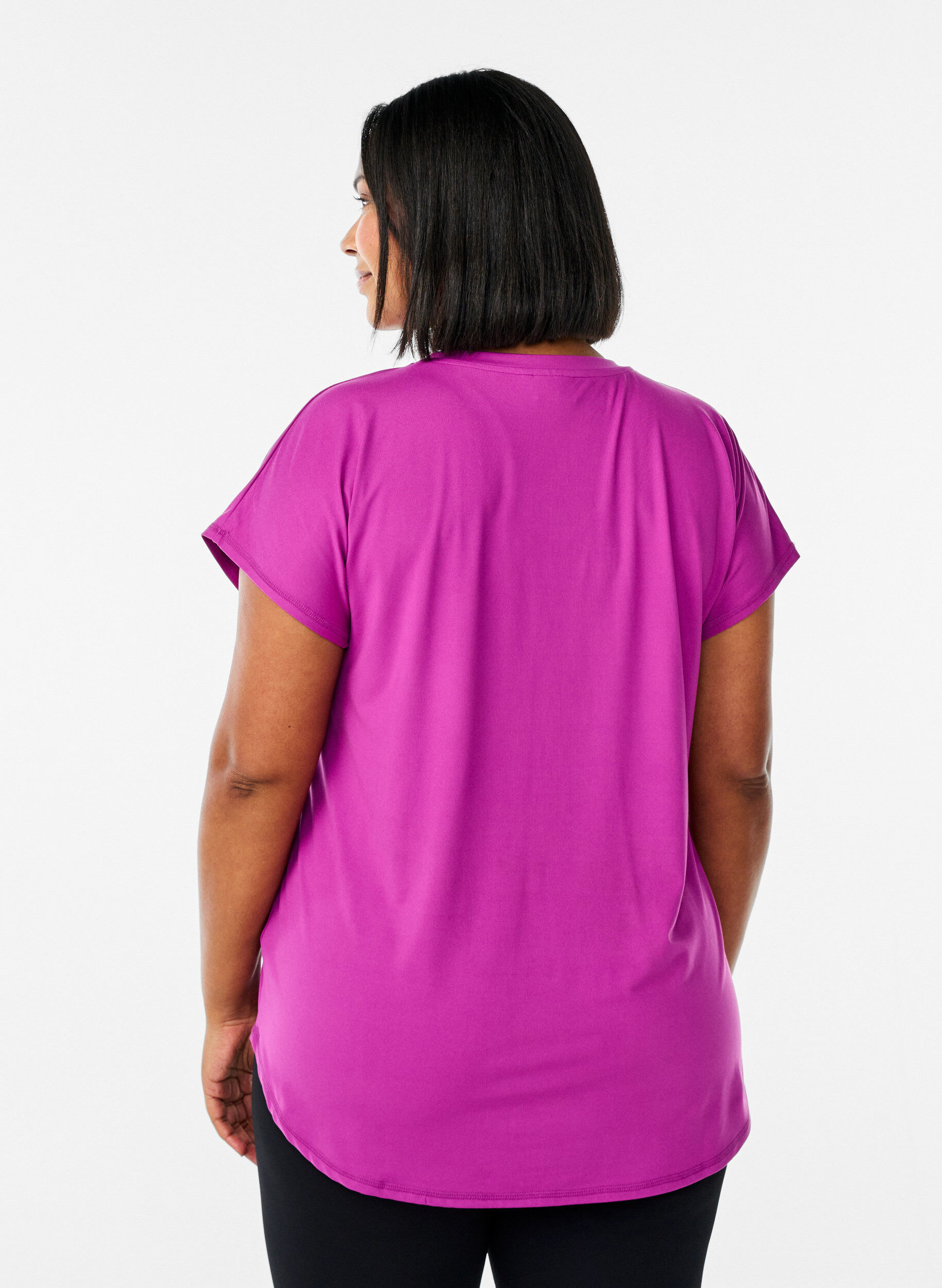 ZizziKort&auml;rmad tr&auml;nings-t-shirt med v-ringning, Lila, Model image number 2