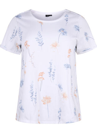 T-shirt i ekologisk bomull med blommigt tryck, Bright W. AOP Flower, Packshot image number 0