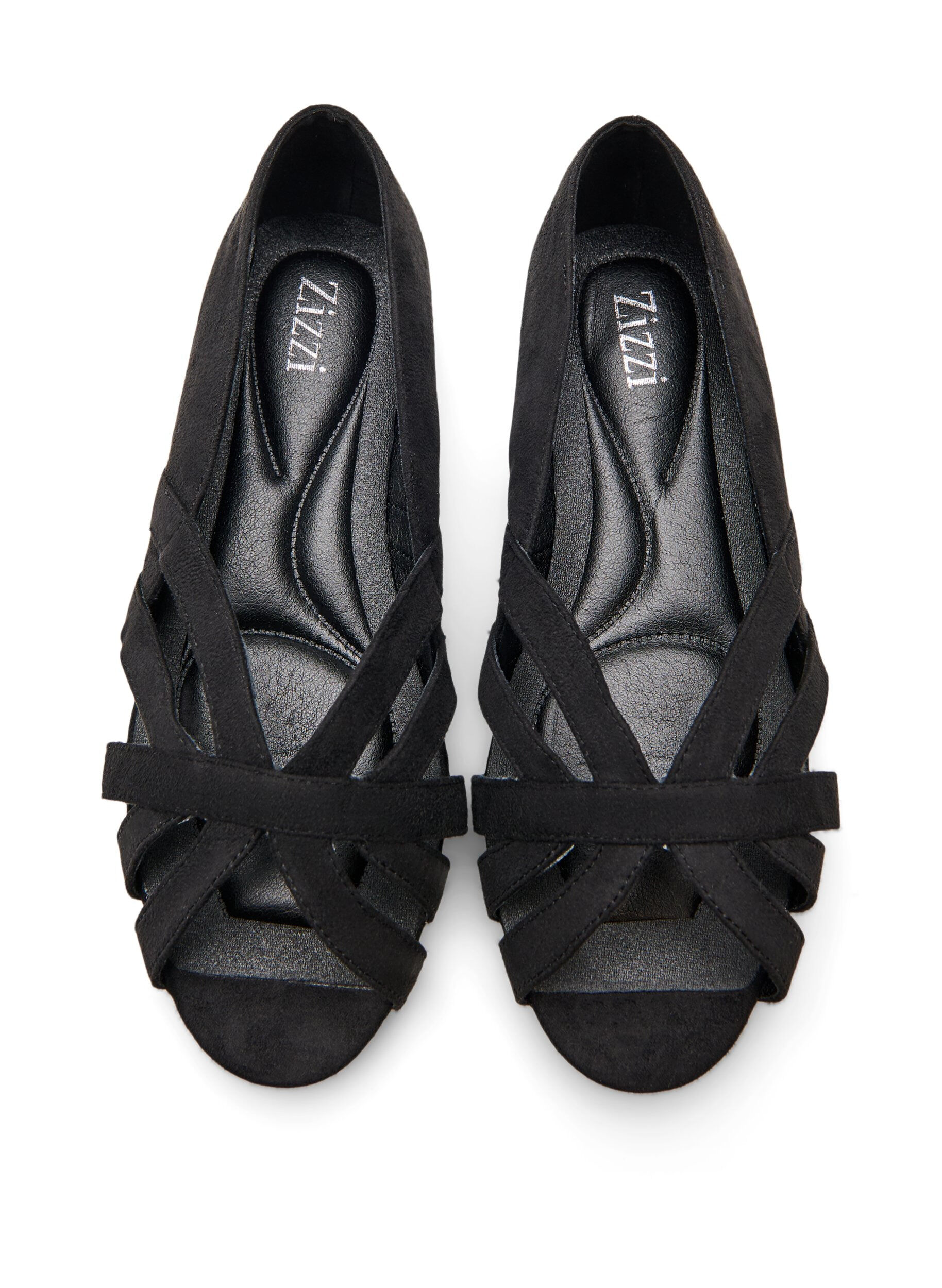 ZizziBallerina i mockaimitation med korsade remmar, Svart, Packshot image number 3