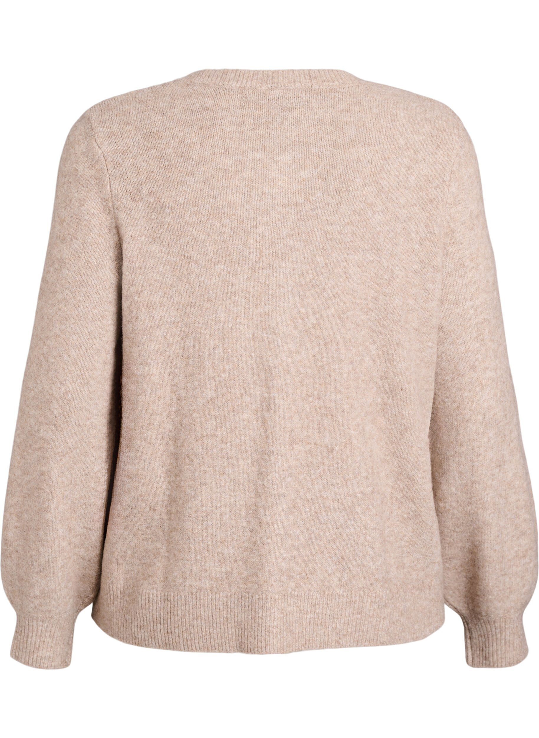 ZizziCardigan med hj&auml;rtformade knappar, Beige, Packshot image number 1
