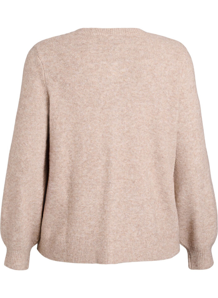 Cardigan med hj&auml;rtformade knappar, Beige, Packshot image number 1