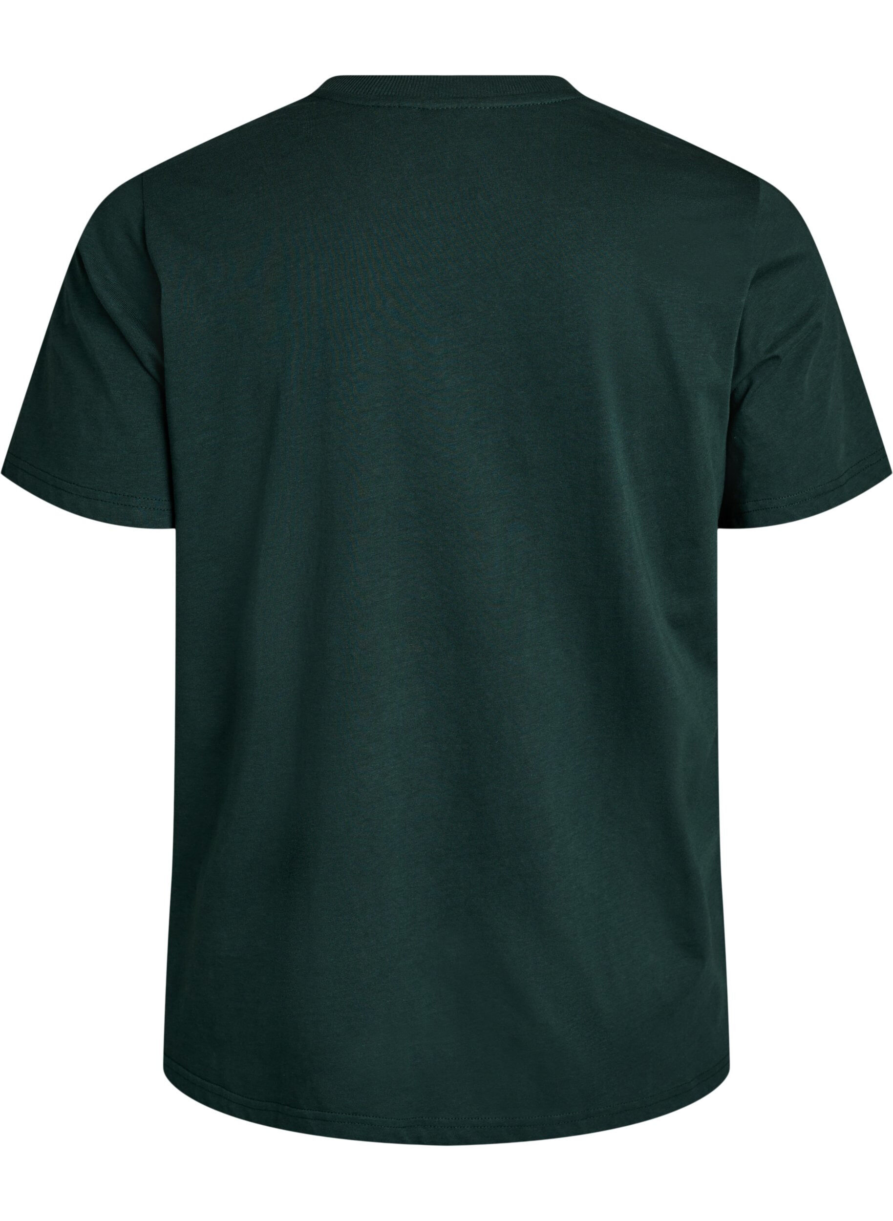 ZizziEnkel t-shirt i bomull med rund halsringning, Gr&ouml;n, Packshot image number 1