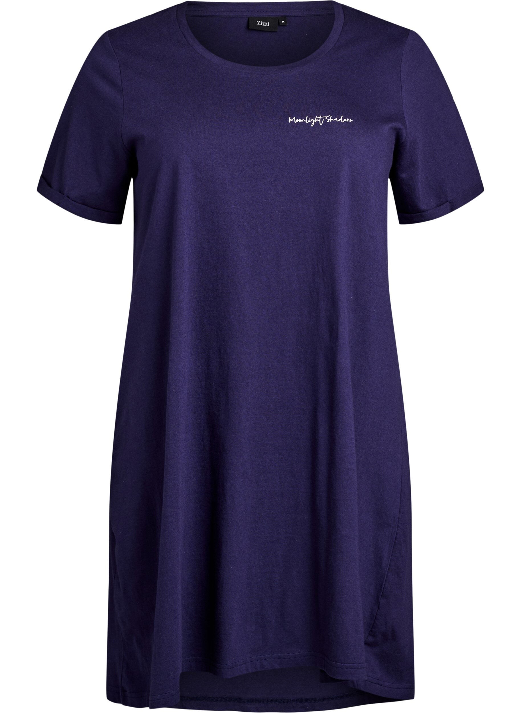 L&aring;ng natt-t-shirt i ekologisk bomull med tryck