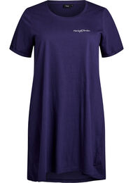 L&aring;ng natt-t-shirt i ekologisk bomull med tryck, Bl&aring;